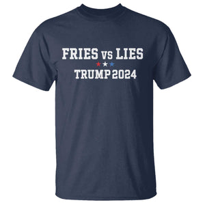 Funny Trump French Fry T Shirt Fries vs Lies 2024 TS02 Navy Print Your Wear