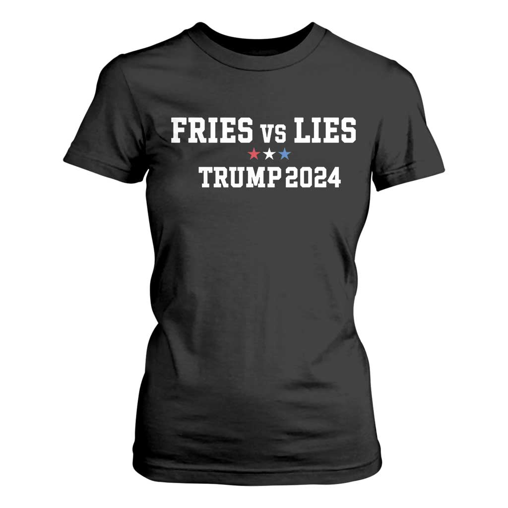 Funny Trump French Fry T Shirt For Women Fries vs Lies 2024 TS02 Black Print Your Wear