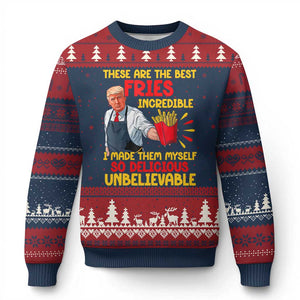 Funny Trump French Fry Ugly Christmas Sweater Made The Best Fries So Delicious Unbelievable TS02 Navy Red Print Your Wear