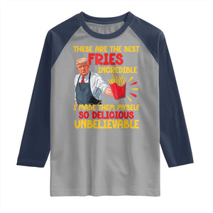 Funny Trump French Fry Raglan Shirt Made The Best Fries So Delicious Unbelievable TS02 Sport Gray Navy Print Your Wear