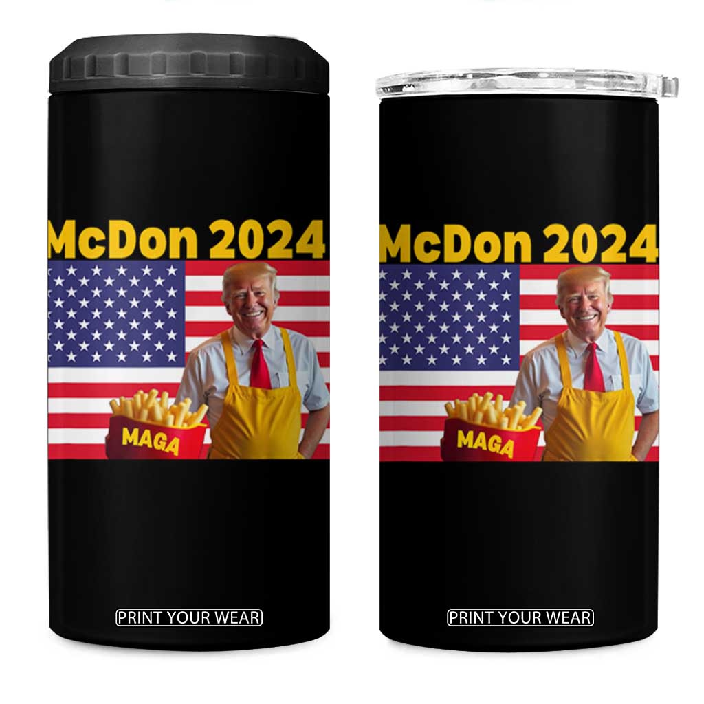 Funny Trump French Fries 4 in 1 Can Cooler Tumbler McDon 2024 American Flag Cooking Fry TS02 One Size: 16 oz Black Print Your Wear