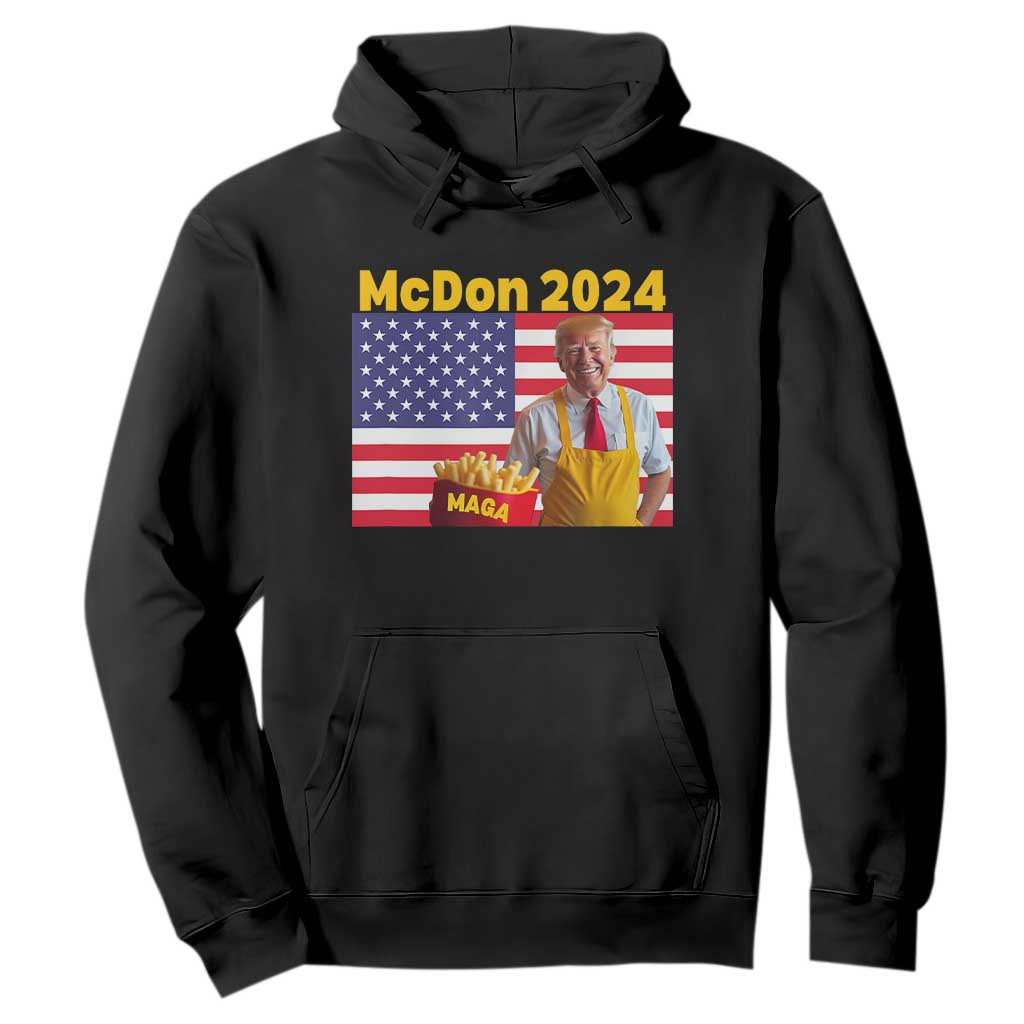 Funny Trump French Fries Hoodie McDon 2024 American Flag Cooking Fry TS02 Black Print Your Wear