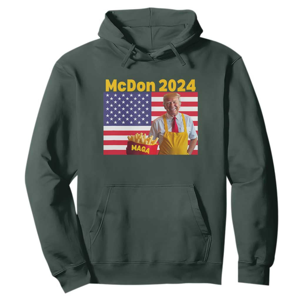 Funny Trump French Fries Hoodie McDon 2024 American Flag Cooking Fry TS02 Dark Forest Green Print Your Wear