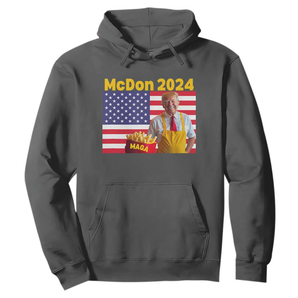 Funny Trump French Fries Hoodie McDon 2024 American Flag Cooking Fry TS02 Dark Heather Print Your Wear