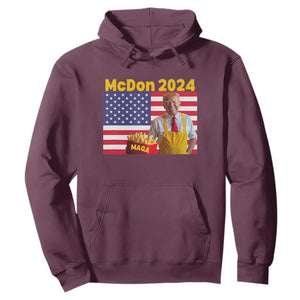 Funny Trump French Fries Hoodie McDon 2024 American Flag Cooking Fry TS02 Maroon Print Your Wear