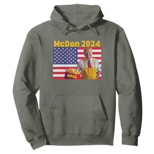 Funny Trump French Fries Hoodie McDon 2024 American Flag Cooking Fry TS02 Military Green Print Your Wear