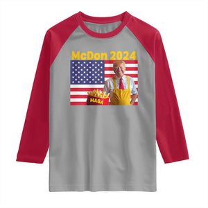 Funny Trump French Fries Raglan Shirt McDon 2024 American Flag Cooking Fry TS02 Sport Gray Red Print Your Wear