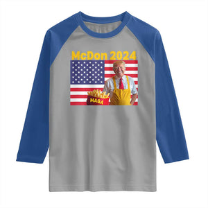 Funny Trump French Fries Raglan Shirt McDon 2024 American Flag Cooking Fry TS02 Sport Gray Royal Print Your Wear