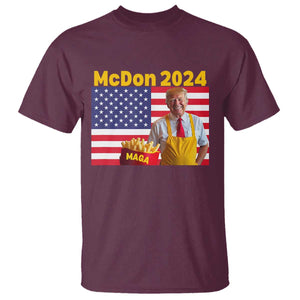 Funny Trump French Fries T Shirt McDon 2024 American Flag Cooking Fry TS02 Maroon Print Your Wear