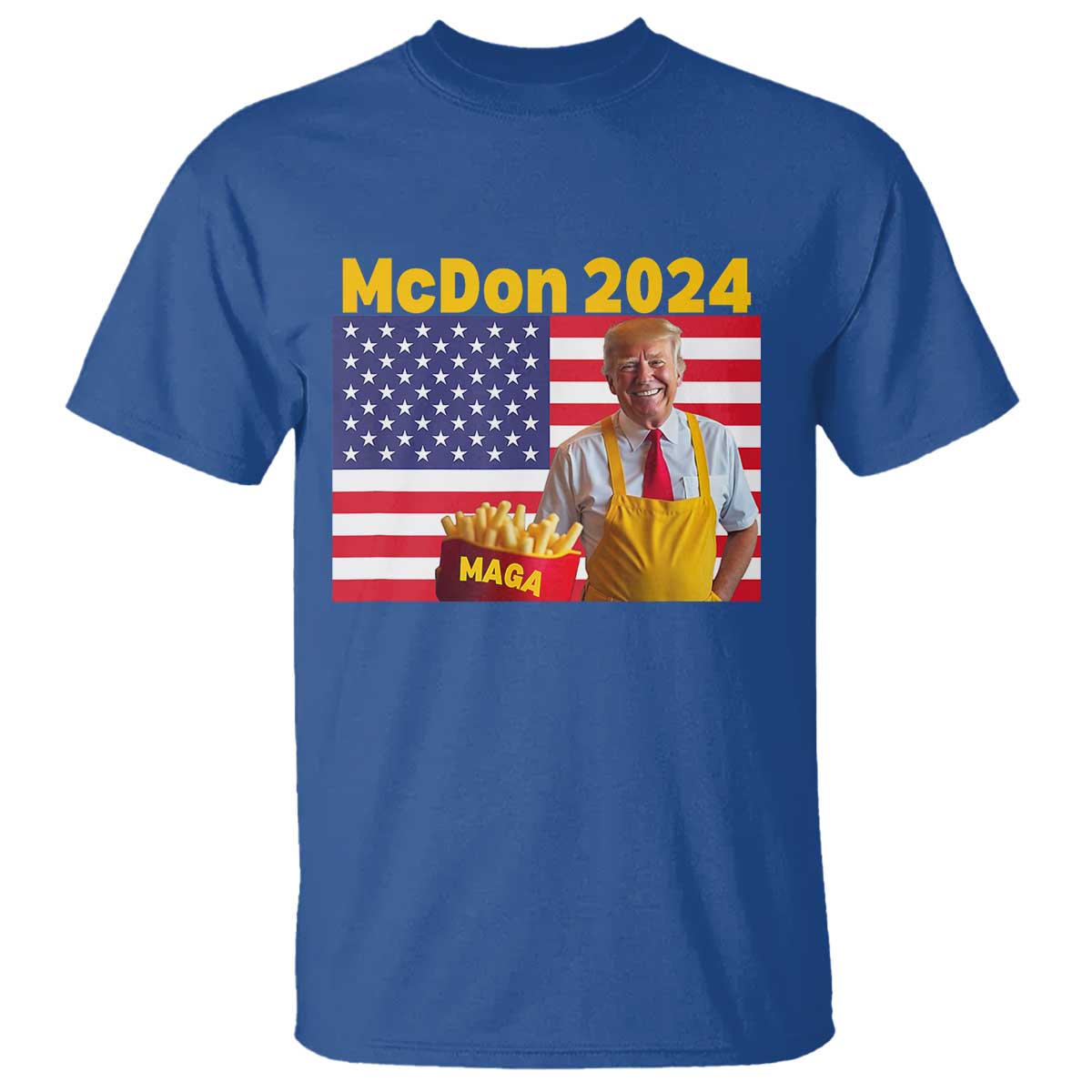 Funny Trump French Fries T Shirt McDon 2024 American Flag Cooking Fry TS02 Royal Blue Print Your Wear