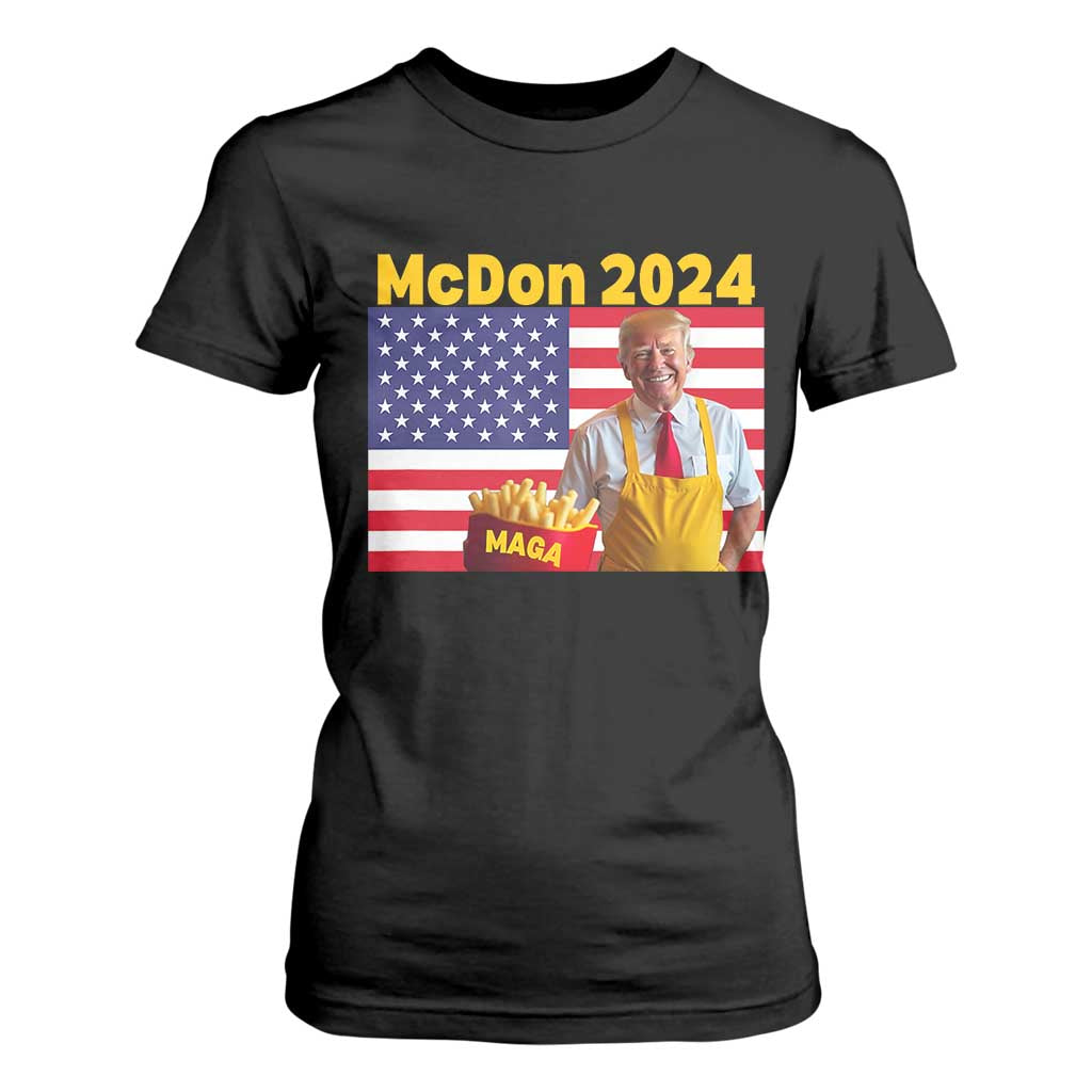 Funny Trump French Fries T Shirt For Women McDon 2024 American Flag Cooking Fry TS02 Black Print Your Wear