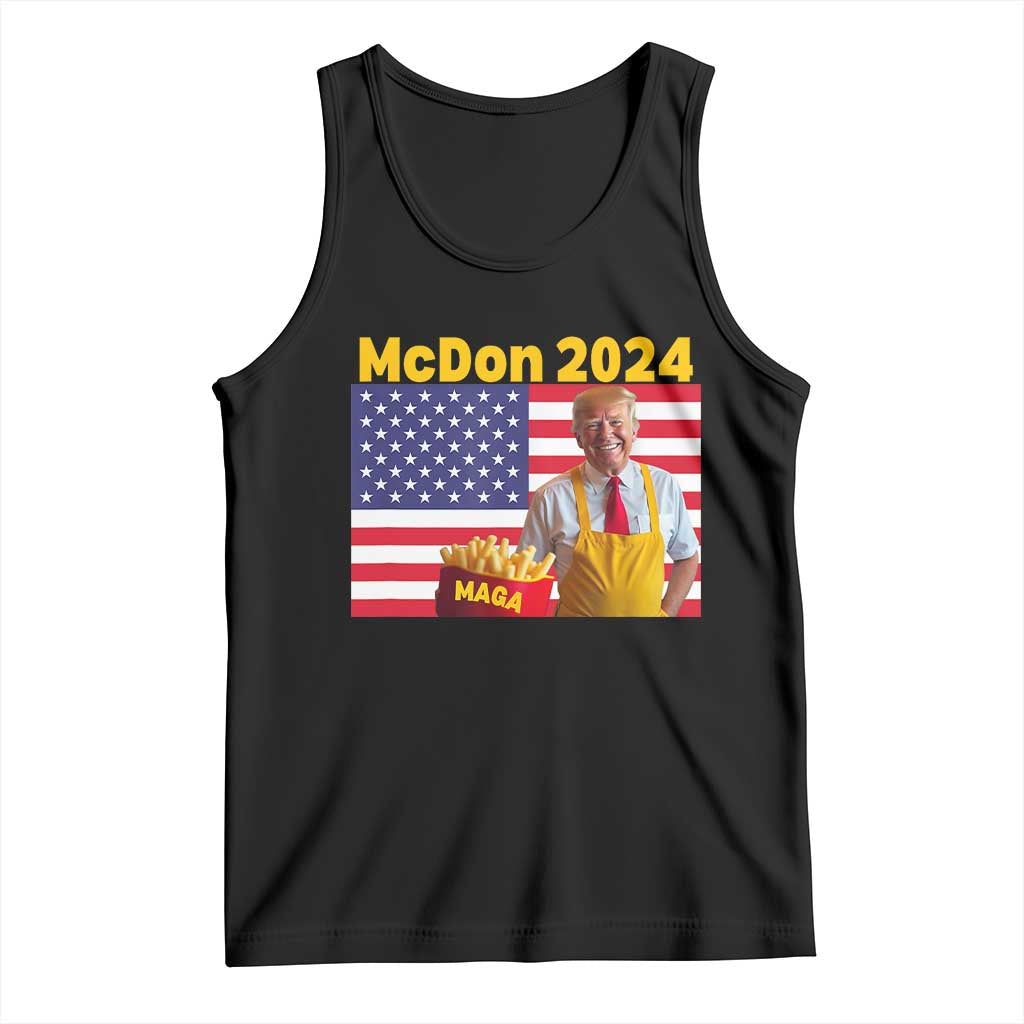 Funny Trump French Fries Tank Top McDon 2024 American Flag Cooking Fry TS02 Black Print Your Wear