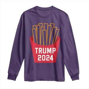 Funny Trump 2024 French Fries Long Sleeve Shirt Fast Food Lover TS02 Purple Print Your Wear