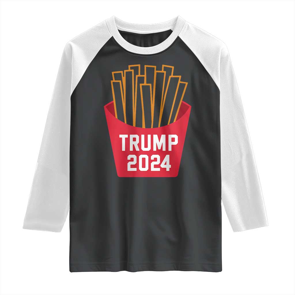 Funny Trump 2024 French Fries Raglan Shirt Fast Food Lover TS02 Black White Print Your Wear