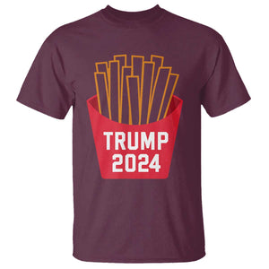 Funny Trump 2024 French Fries T Shirt Fast Food Lover TS02 Maroon Print Your Wear