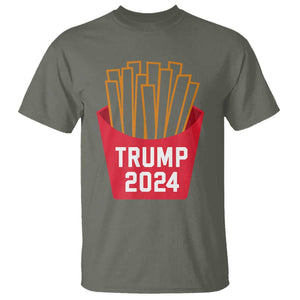 Funny Trump 2024 French Fries T Shirt Fast Food Lover TS02 Military Green Print Your Wear