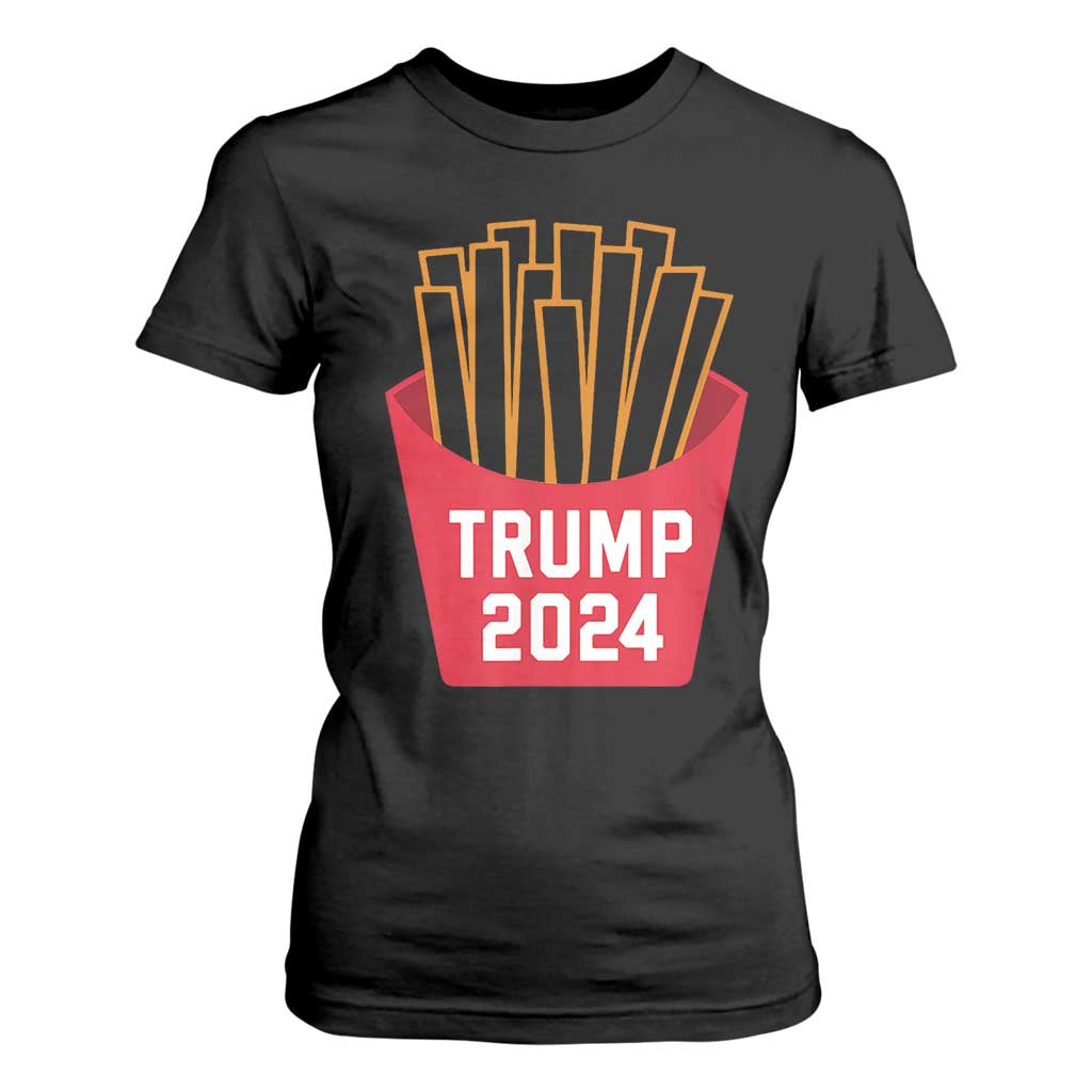 Funny Trump 2024 French Fries T Shirt For Women Fast Food Lover TS02 Black Print Your Wear