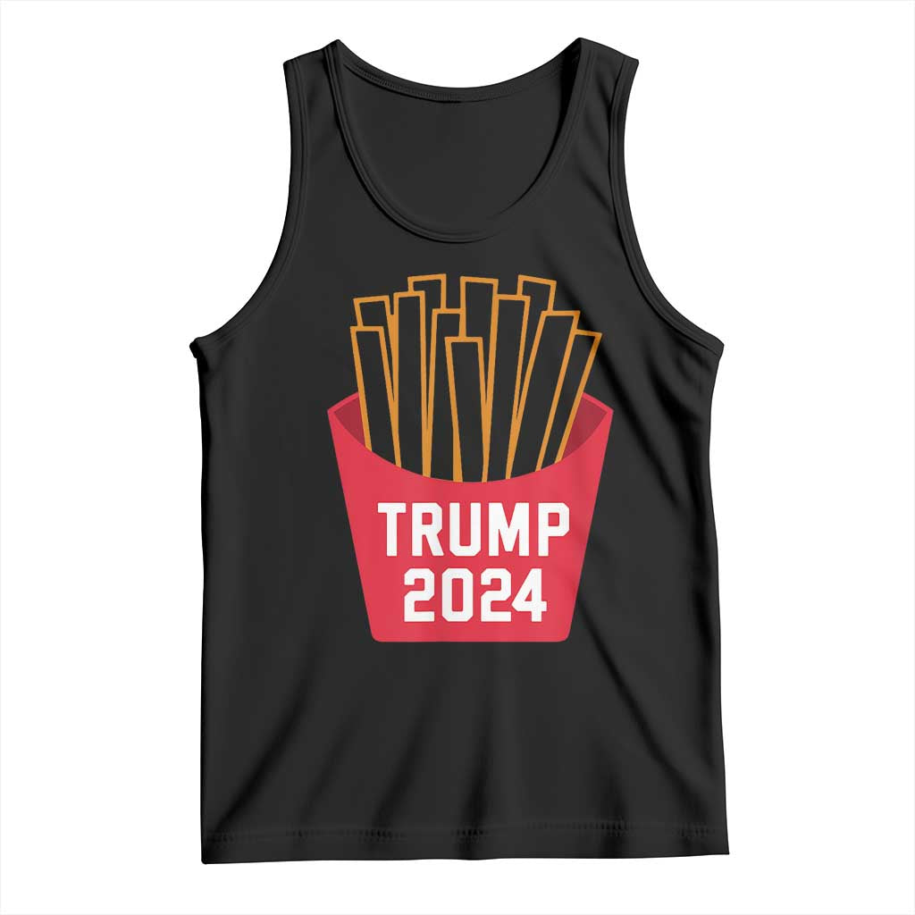 Funny Trump 2024 French Fries Tank Top Fast Food Lover TS02 Black Print Your Wear