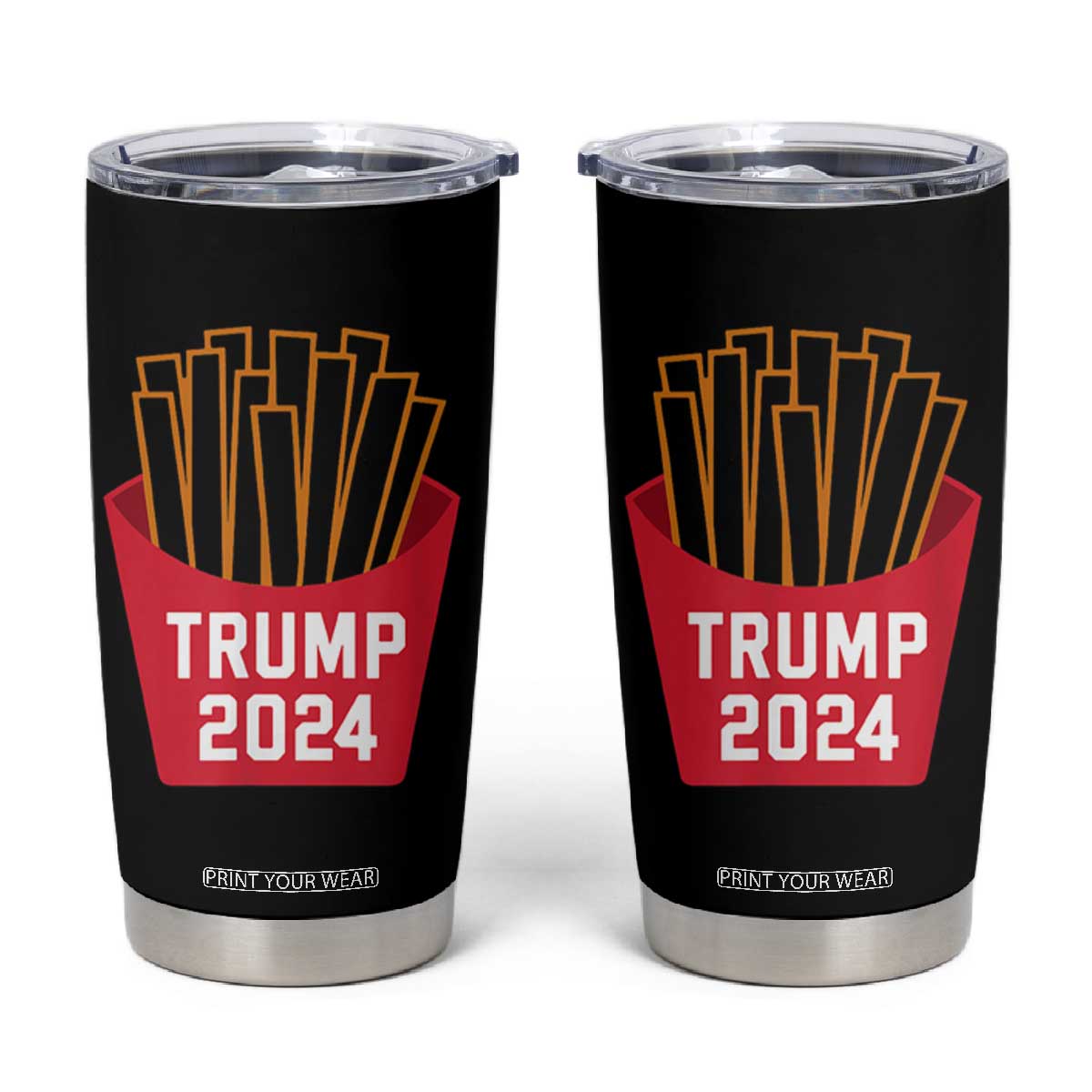 Funny Trump 2024 French Fries Tumbler Cup Fast Food Lover TS02 Black Print Your Wear