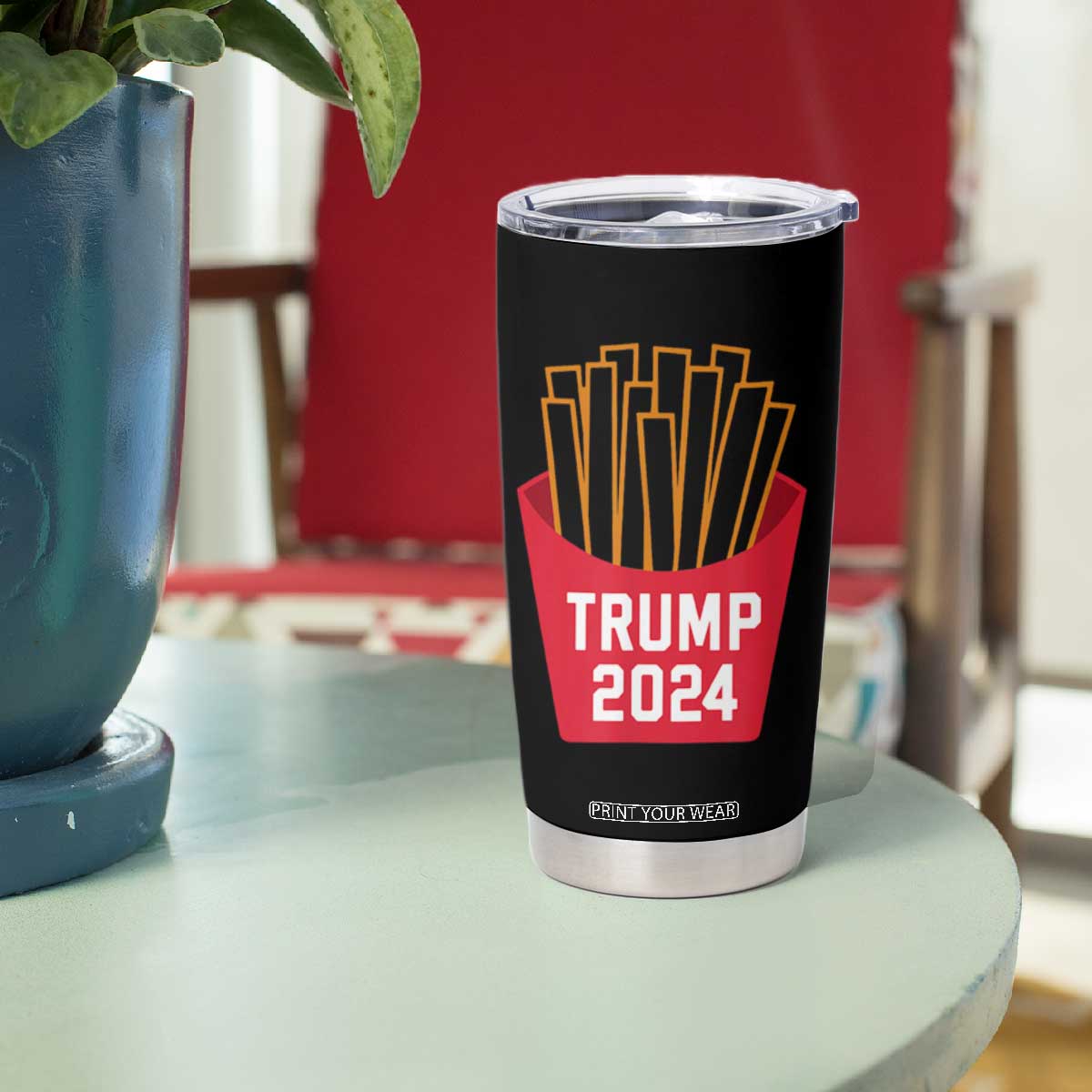 Funny Trump 2024 French Fries Tumbler Cup Fast Food Lover TS02 Print Your Wear