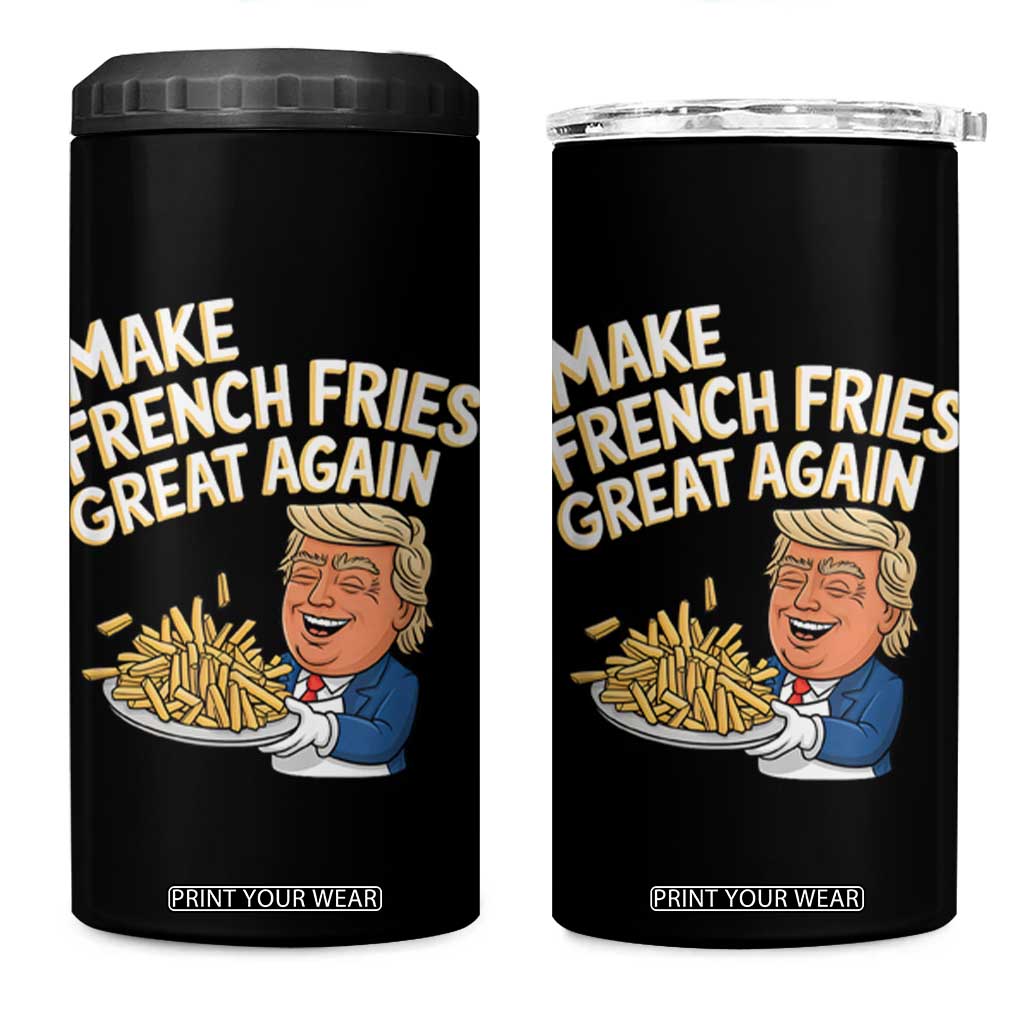 Funny Trump Fry 2024 4 in 1 Can Cooler Tumbler Make French Fries Great Again Cooking TS02 One Size: 16 oz Black Print Your Wear