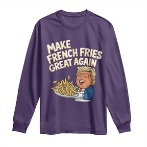 Funny Trump Fry 2024 Long Sleeve Shirt Make French Fries Great Again Cooking TS02 Purple Print Your Wear