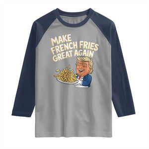 Funny Trump Fry 2024 Raglan Shirt Make French Fries Great Again Cooking TS02 Sport Gray Navy Print Your Wear