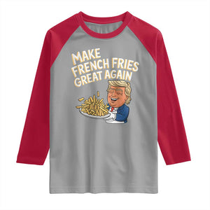 Funny Trump Fry 2024 Raglan Shirt Make French Fries Great Again Cooking TS02 Sport Gray Red Print Your Wear