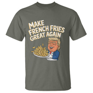 Funny Trump Fry 2024 T Shirt Make French Fries Great Again Cooking TS02 Military Green Print Your Wear