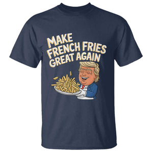Funny Trump Fry 2024 T Shirt Make French Fries Great Again Cooking TS02 Navy Print Your Wear