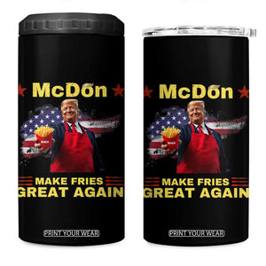 Funny Trump Friend Fry 4 in 1 Can Cooler Tumbler McDon 2024 Make Fries Great Again TS02 One Size: 16 oz Black Print Your Wear