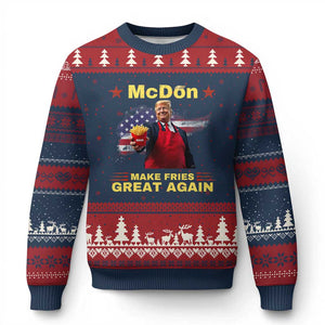 Funny Trump Friend Fry Ugly Christmas Sweater McDon 2024 Make Fries Great Again TS02 Navy Red Print Your Wear