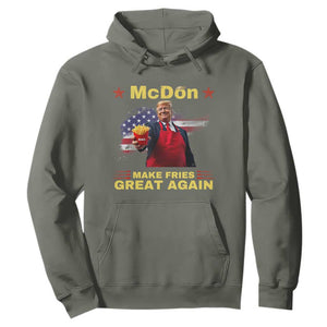 Funny Trump Friend Fry Hoodie McDon 2024 Make Fries Great Again TS02 Military Green Print Your Wear