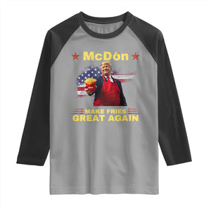 Funny Trump Friend Fry Raglan Shirt McDon 2024 Make Fries Great Again TS02 Sport Gray Black Print Your Wear