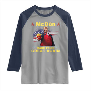 Funny Trump Friend Fry Raglan Shirt McDon 2024 Make Fries Great Again TS02 Sport Gray Navy Print Your Wear