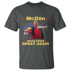 Funny Trump Friend Fry T Shirt McDon 2024 Make Fries Great Again TS02 Dark Heather Print Your Wear