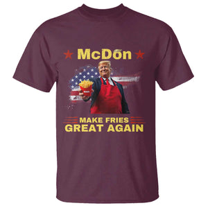 Funny Trump Friend Fry T Shirt McDon 2024 Make Fries Great Again TS02 Maroon Print Your Wear