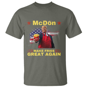 Funny Trump Friend Fry T Shirt McDon 2024 Make Fries Great Again TS02 Military Green Print Your Wear
