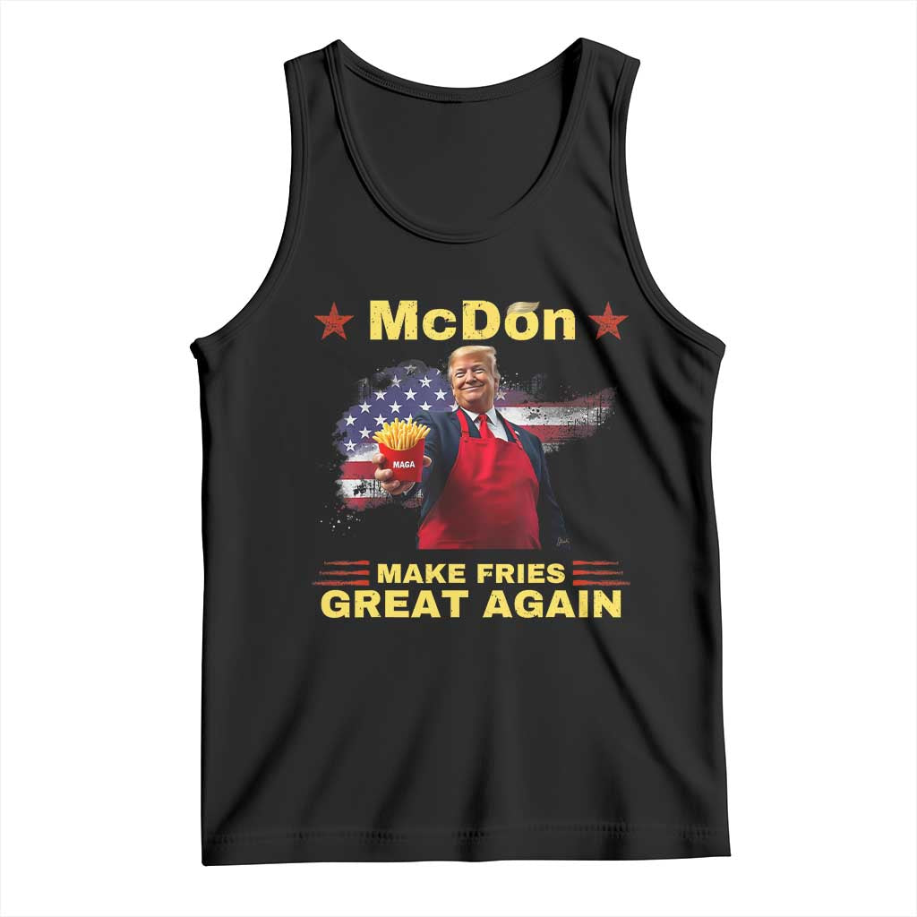 Funny Trump Friend Fry Tank Top McDon 2024 Make Fries Great Again TS02 Black Print Your Wear