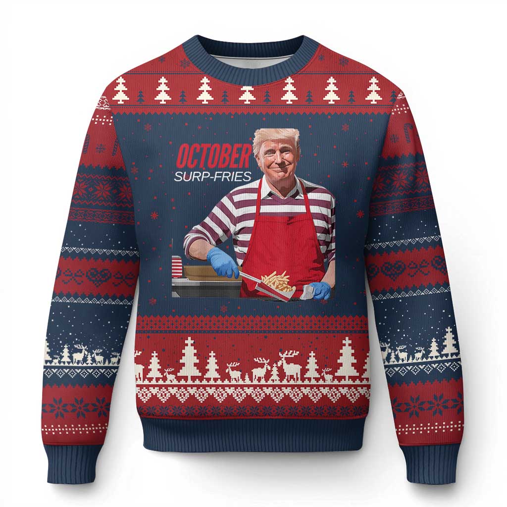 Funny Trump French Fries Ugly Christmas Sweater October Surp-Fries Cooking TS02 Navy Red Print Your Wear