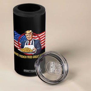 Funny Trump Fry 2024 4 in 1 Can Cooler Tumbler Make French Fries Great Again American Flag TS02 Print Your Wear