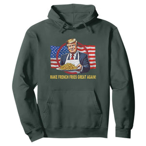 Funny Trump Fry 2024 Hoodie Make French Fries Great Again American Flag TS02 Dark Forest Green Print Your Wear