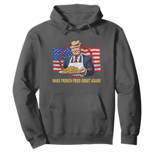 Funny Trump Fry 2024 Hoodie Make French Fries Great Again American Flag TS02 Dark Heather Print Your Wear