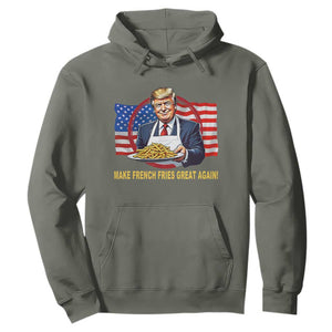 Funny Trump Fry 2024 Hoodie Make French Fries Great Again American Flag TS02 Military Green Print Your Wear