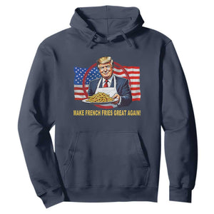 Funny Trump Fry 2024 Hoodie Make French Fries Great Again American Flag TS02 Navy Print Your Wear