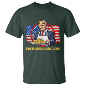 Funny Trump Fry 2024 T Shirt Make French Fries Great Again American Flag TS02 Dark Forest Green Print Your Wear