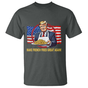 Funny Trump Fry 2024 T Shirt Make French Fries Great Again American Flag TS02 Dark Heather Print Your Wear