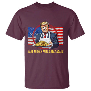 Funny Trump Fry 2024 T Shirt Make French Fries Great Again American Flag TS02 Maroon Print Your Wear
