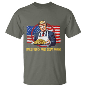 Funny Trump Fry 2024 T Shirt Make French Fries Great Again American Flag TS02 Military Green Print Your Wear