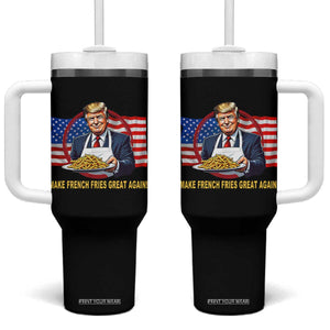 Funny Trump Fry 2024 Tumbler With Handle Make French Fries Great Again American Flag TS02 One Size: 40 oz Black Print Your Wear